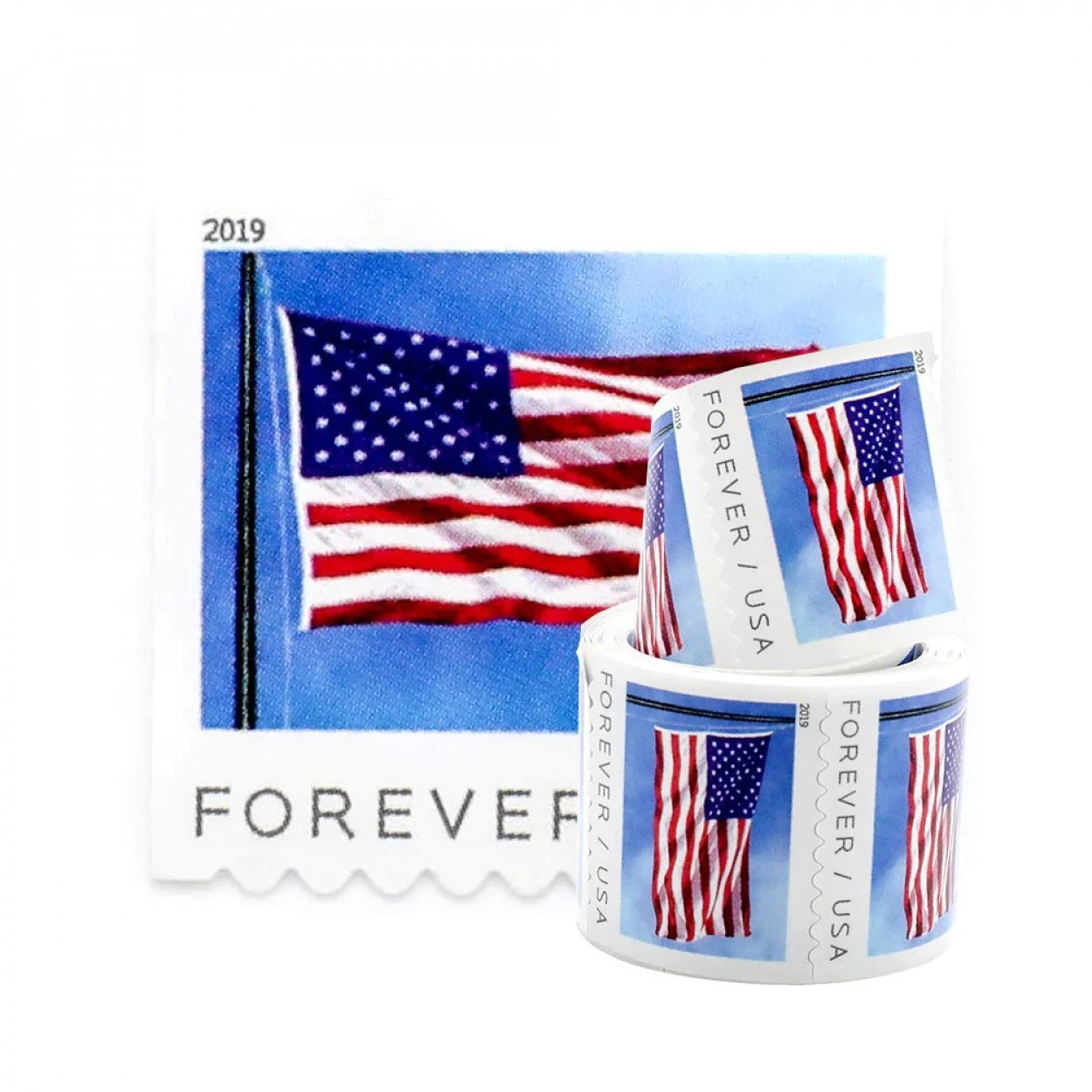 (2019) USPS Forever American Flag Stamps Rolls